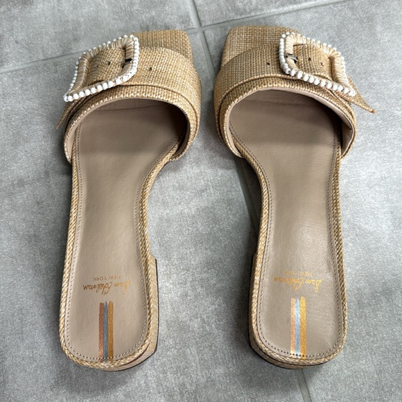 *Like New*Sam Edelman Deacon Beaded Slide -  Bleached Beechwood Weave - Size 9.5 - Picture 5 of 9